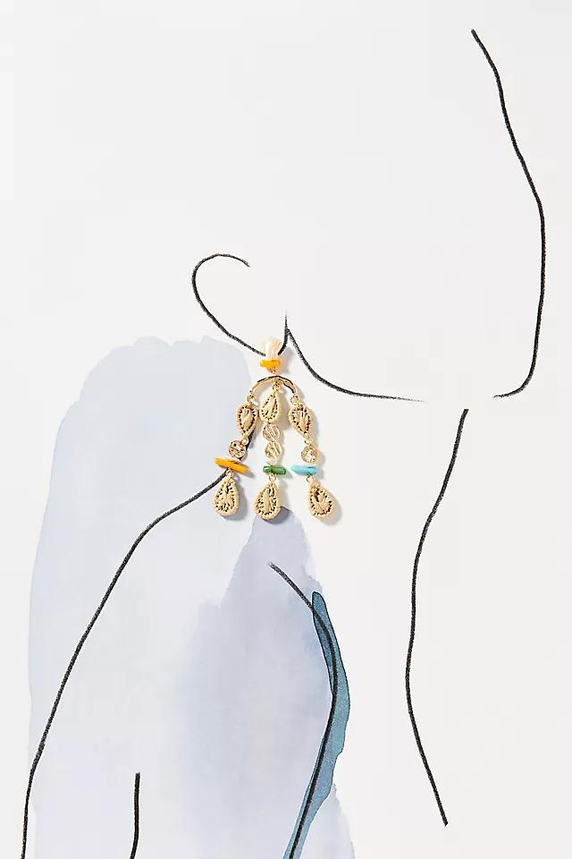 Mixed Raffia Chandelier Drop Earrings Product Image