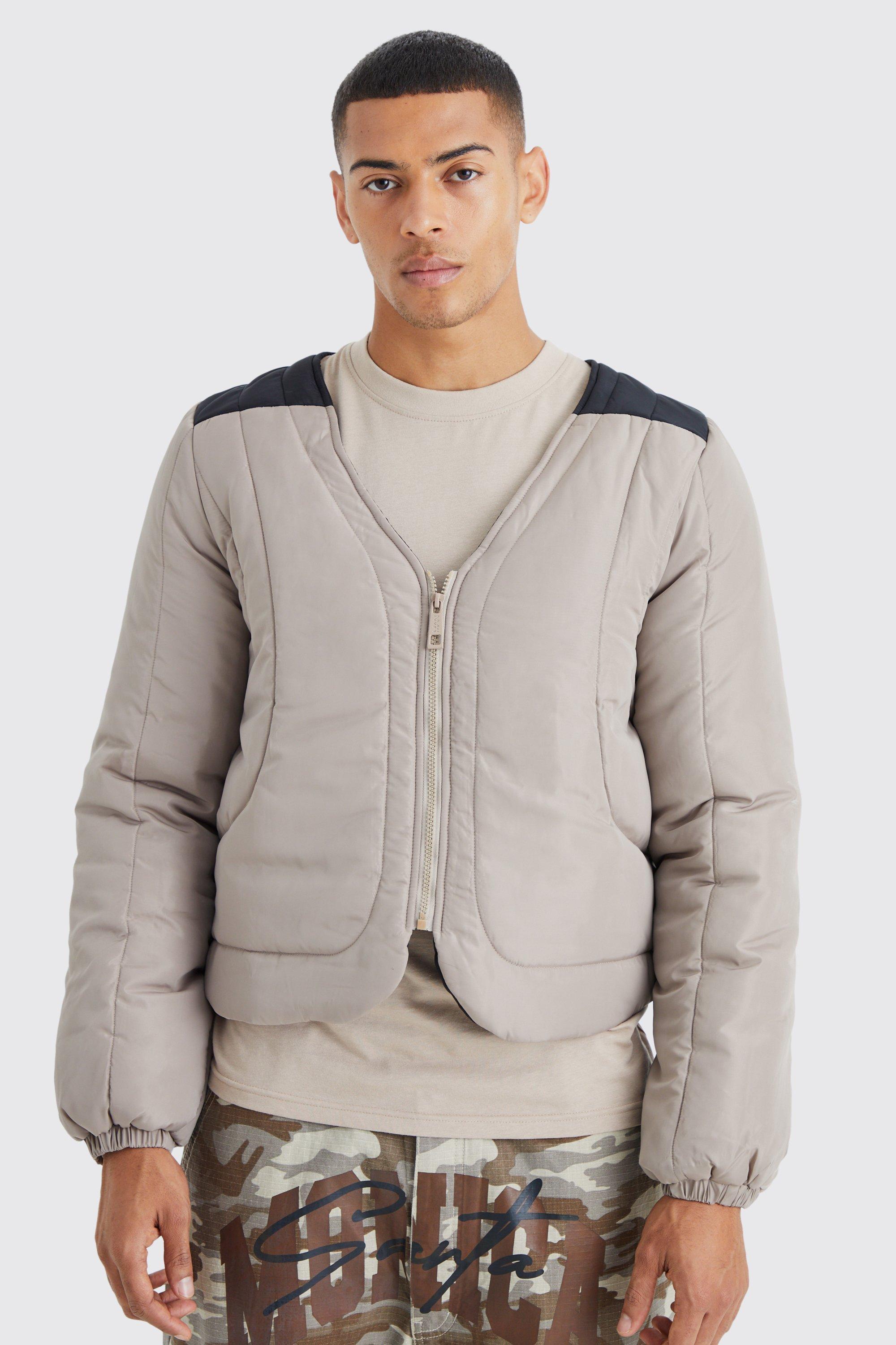 Boxy Curved Quilted Puffer | boohooMAN USA Product Image