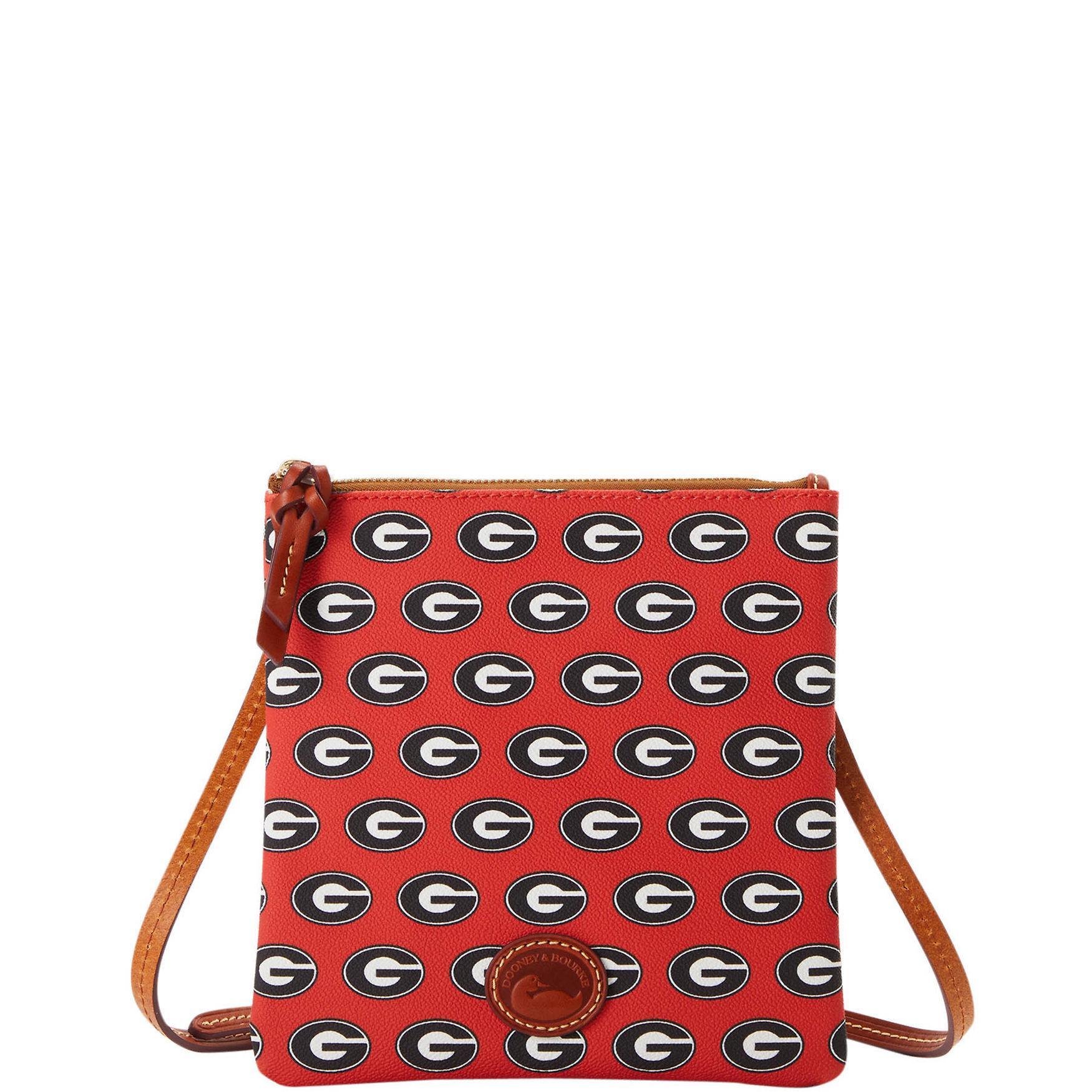 Dooney & Bourke Womens Collegiate University of Georgia North South Top Zip Crossbody Coated Cotton Shoulder Bag in Red Product Image