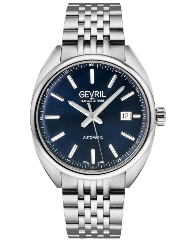 Gevril Mens Five Points Swiss Automatic Silver-Tone Stainless Steel Watch 40mm - Silver Product Image