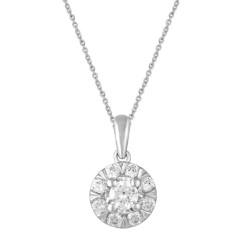 Royal Aura Sterling Silver 1/2 Carat T.W. Diamond Cluster Pendant Necklace, Womens White Product Image