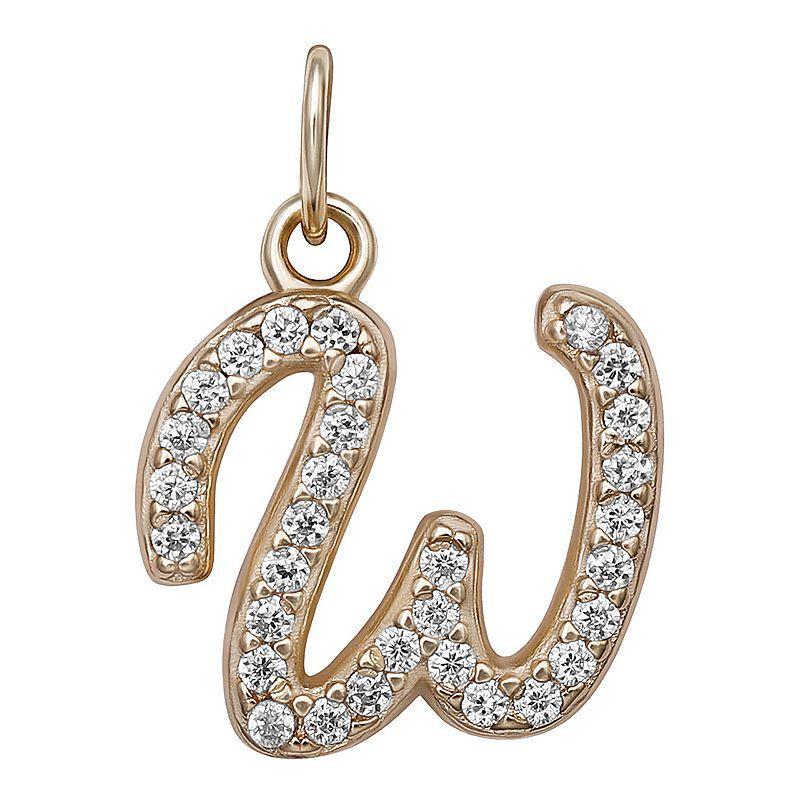 LC Lauren Conrad Sterling Silver Cubic Zirconia Initial Charm, Womens, Grey Product Image