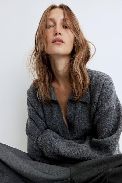 Fine-knit Collared Sweater Product Image