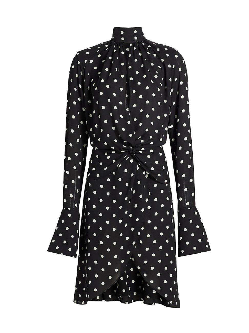 Womens Polka Dot Crpe De Chine Cut-Out Midi-Dress Product Image