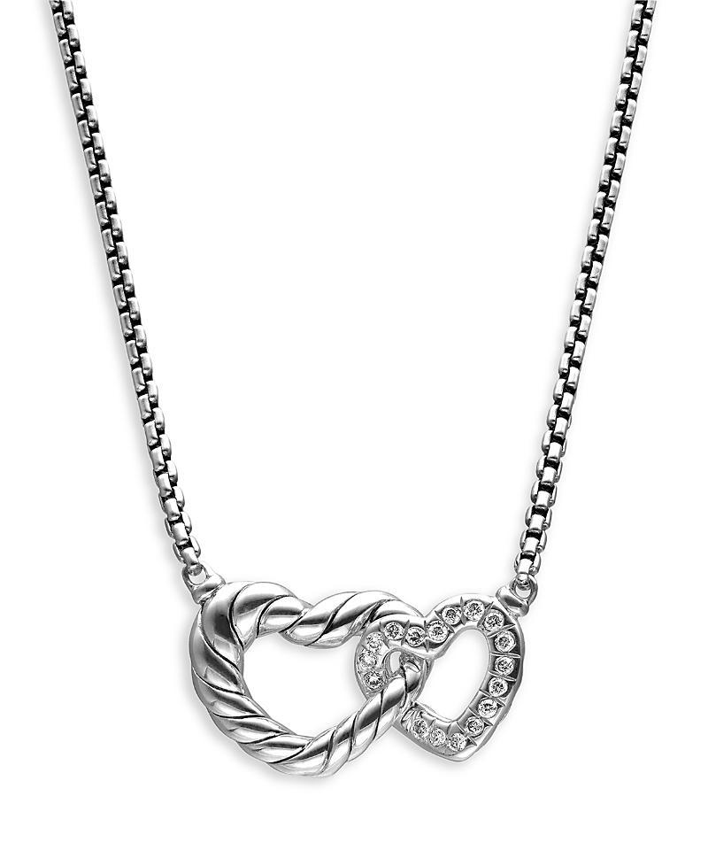 Womens Cable Collectibles Double Heart Necklace With Diamonds Product Image