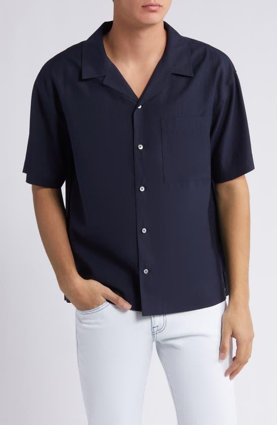 FRAME Mens Dark Navy Camp-collar Woven Shirt Product Image