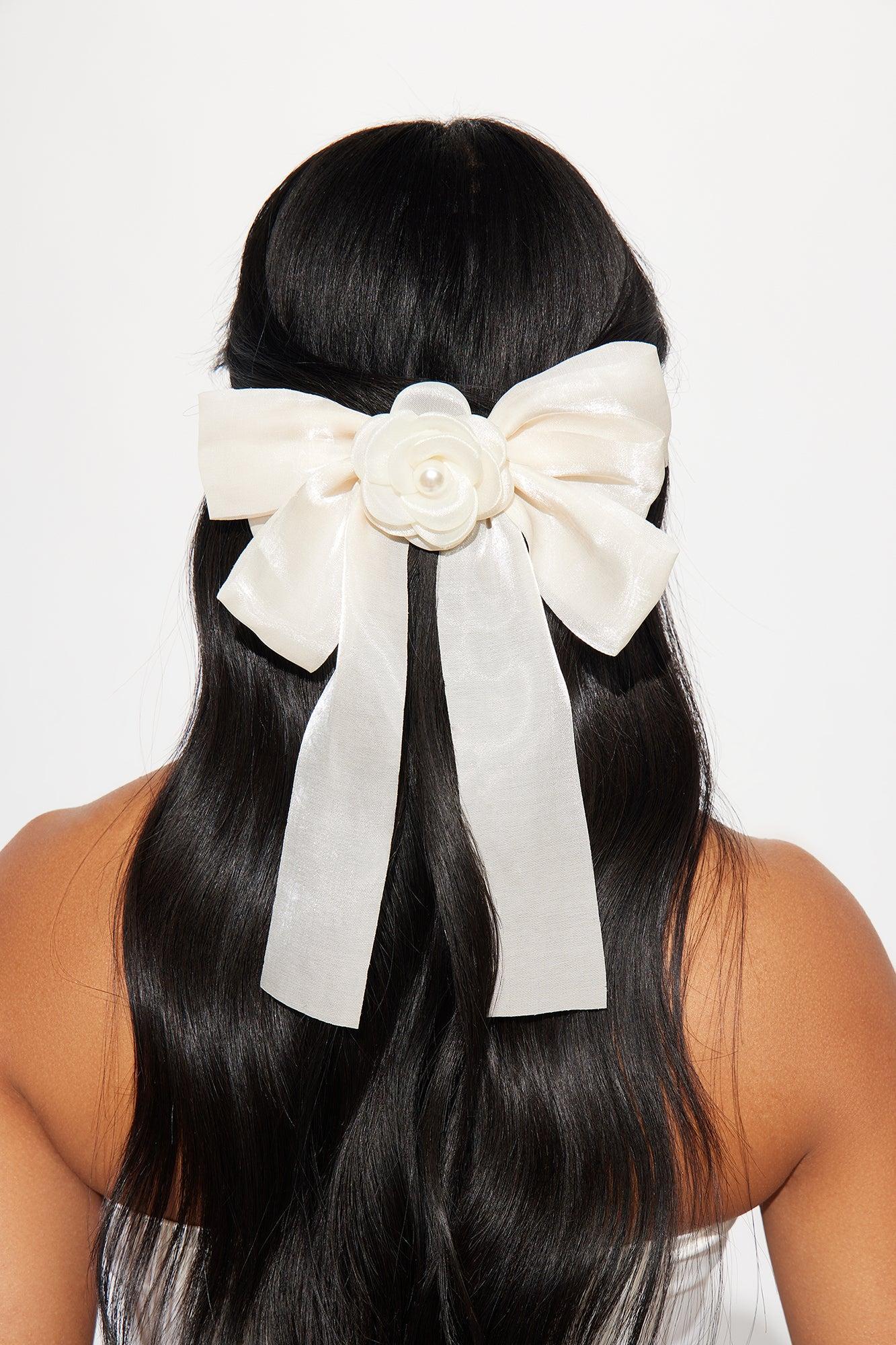 Roses And Bows Hair Clip - Ivory Product Image