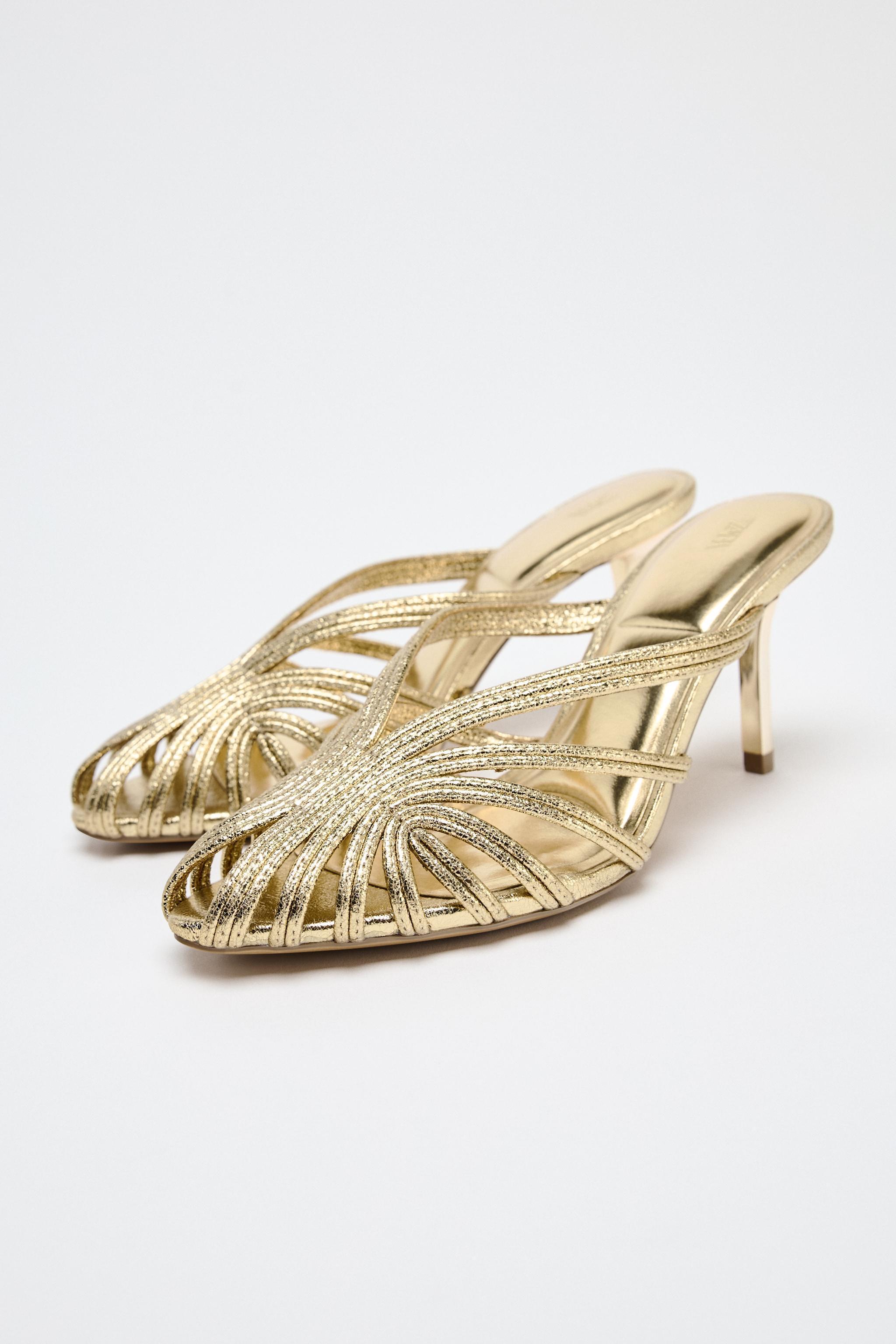 METALLIC HIGH HEEL SANDALS Product Image