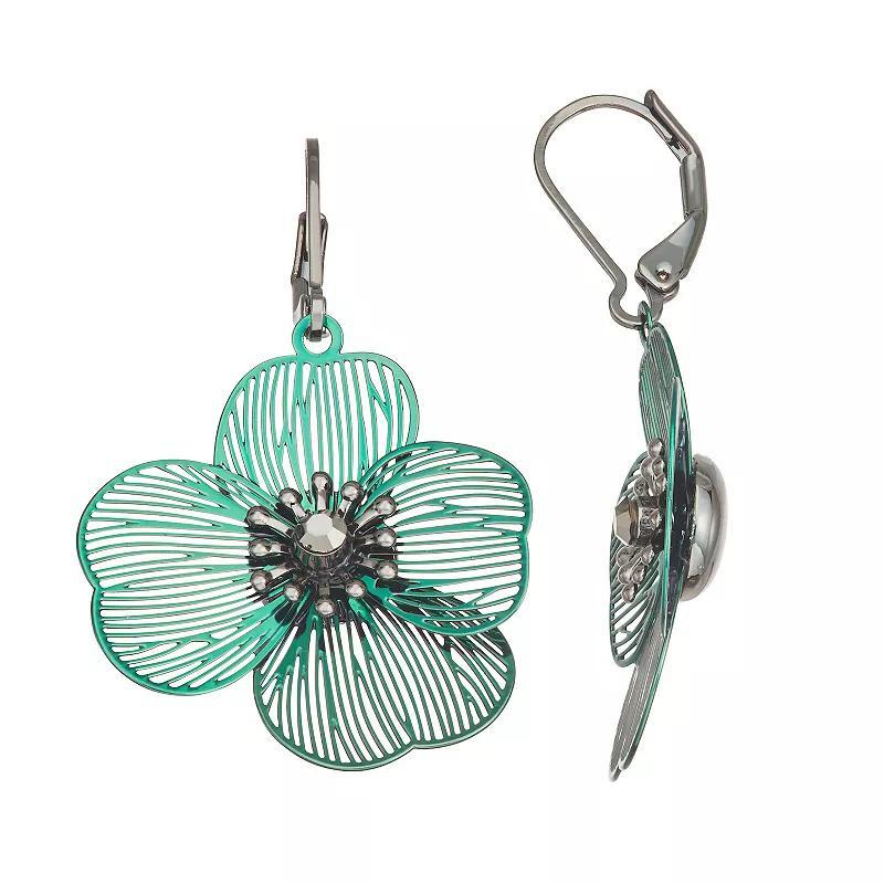 Simply Vera Vera Wang Green Flower Drop Earrings, Womens Product Image