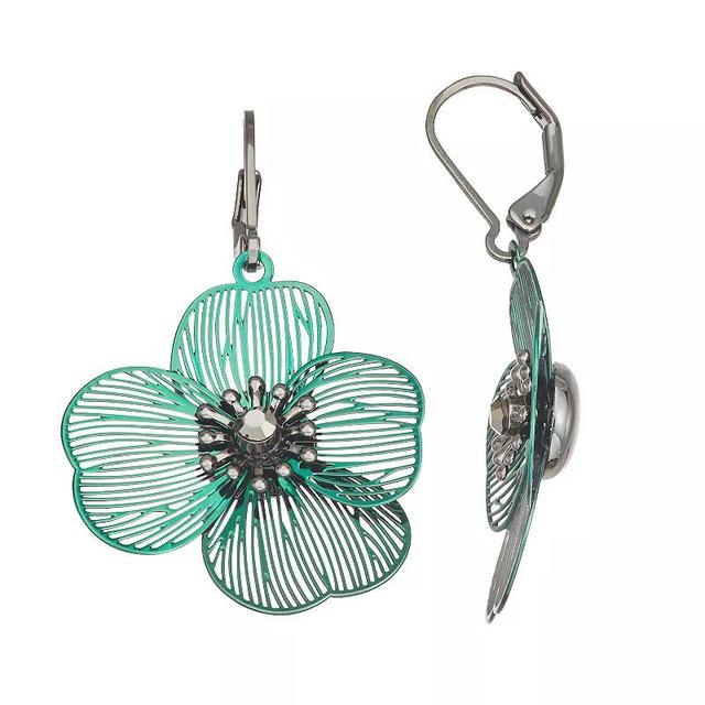 Simply Vera Vera Wang Green Flower Drop Earrings, Womens Product Image