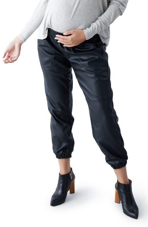 Ingrid & Isabel Faux Leather Maternity Joggers Product Image