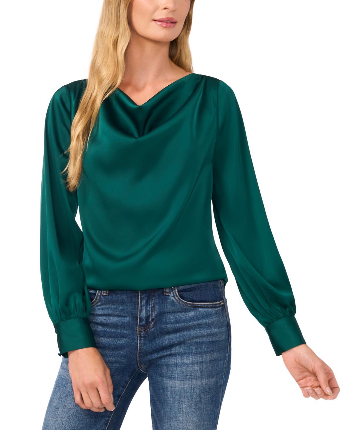 CeCe Womens Cowlneck Blouson-Sleeve Blouse Product Image