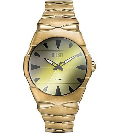 Diesel Mens D-Sruptor Three-Hand Gold Tone Stainless Steel Bracelet Watch Product Image