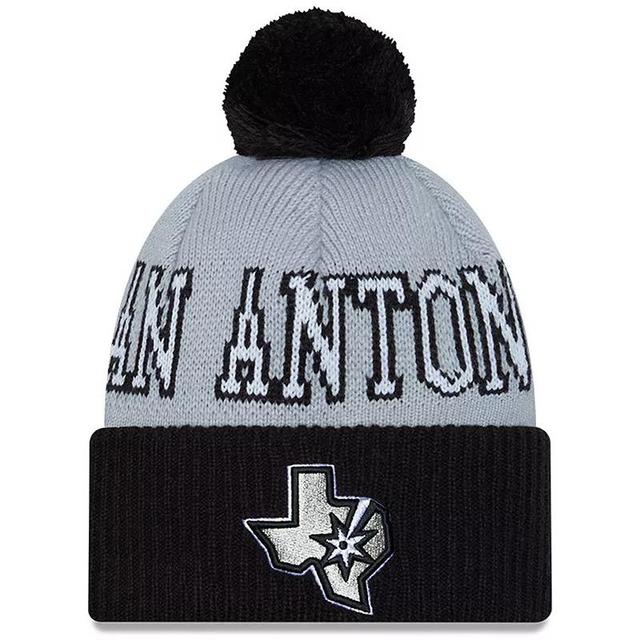 Mens New Era /Gray San Antonio Spurs Tip-Off Two-Tone Cuffed Knit Hat with Pom Product Image