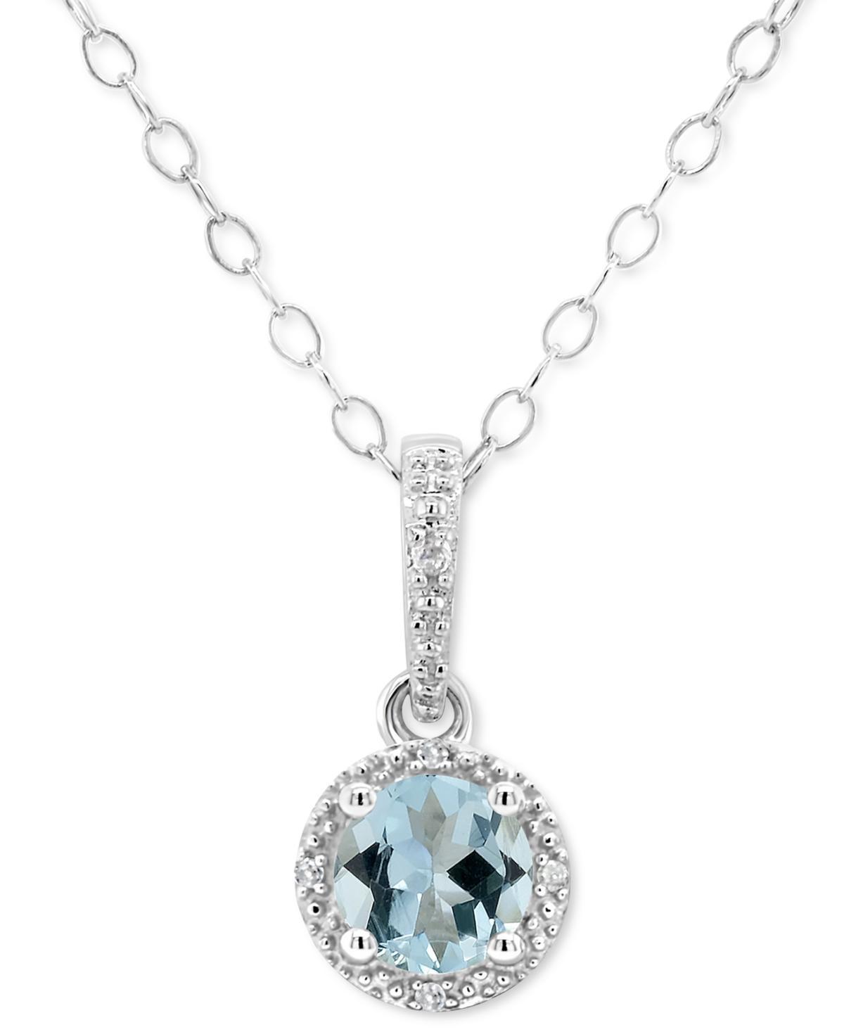 Aquamarine Solitaire 18 Pendant Necklace (3/8 ct. t.w.) in Sterling Silver Product Image