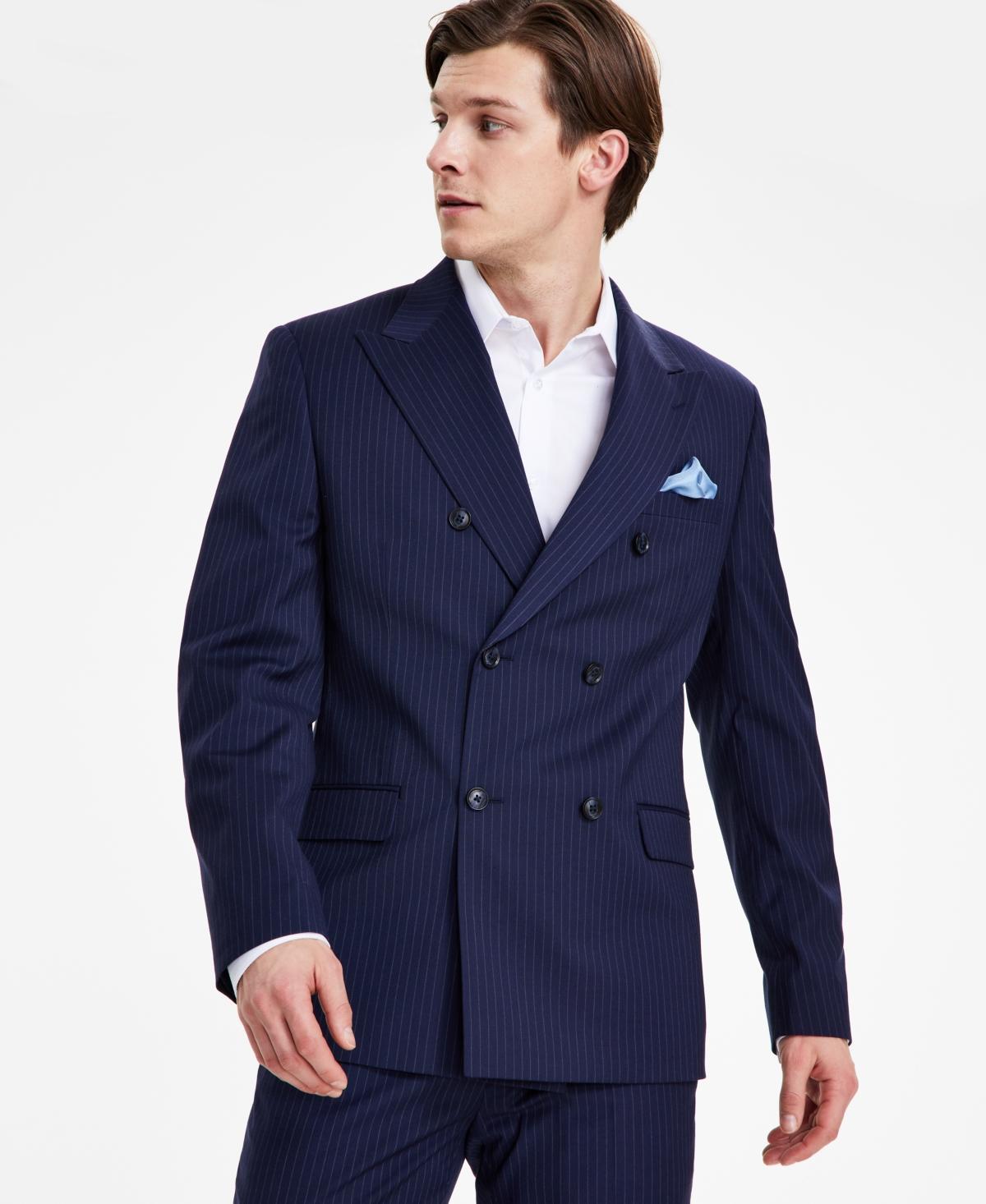 Alfani Mens Navy Slim-Fit Stripe Double Breasted Suit Jacket, Created for Macys Product Image