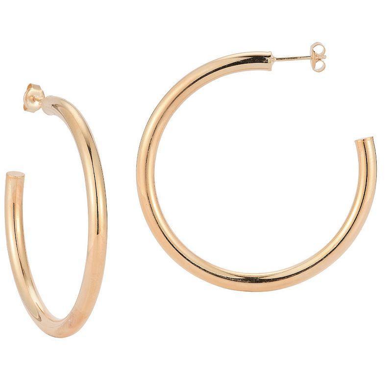 Sunkissed Sterling 14k Gold Over Silver Thick Hoop Earrings, Womens, Rose Gold Tone Product Image