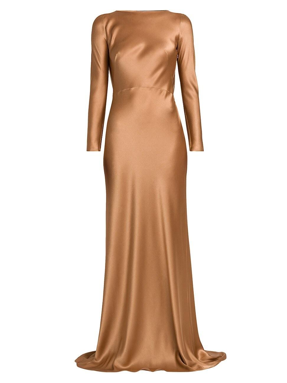 Womens Silk-Blend Satin Draped Gown Product Image