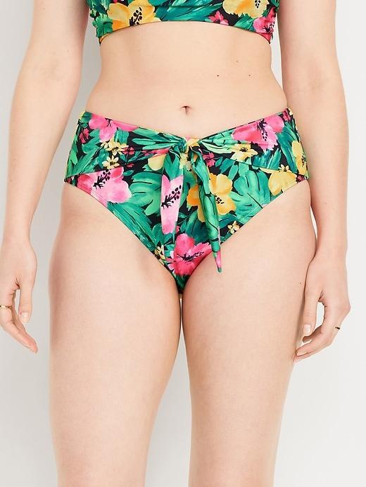 High-Waisted Bikini Swim Bottoms Product Image