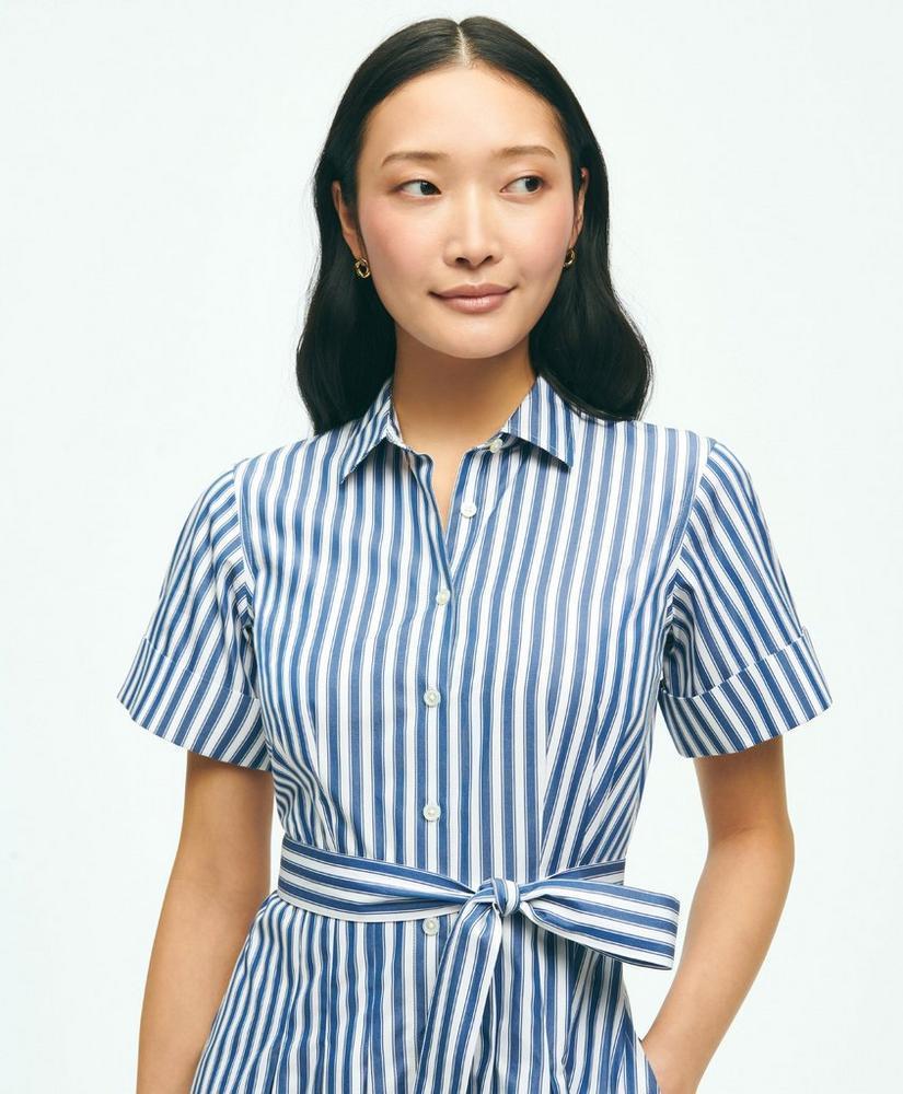 Striped Belted Shirt Dress In Cotton Product Image