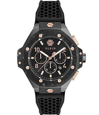 Philipp Plein Mens Chrono Royal Black Silicone Strap Buckled Watch Product Image