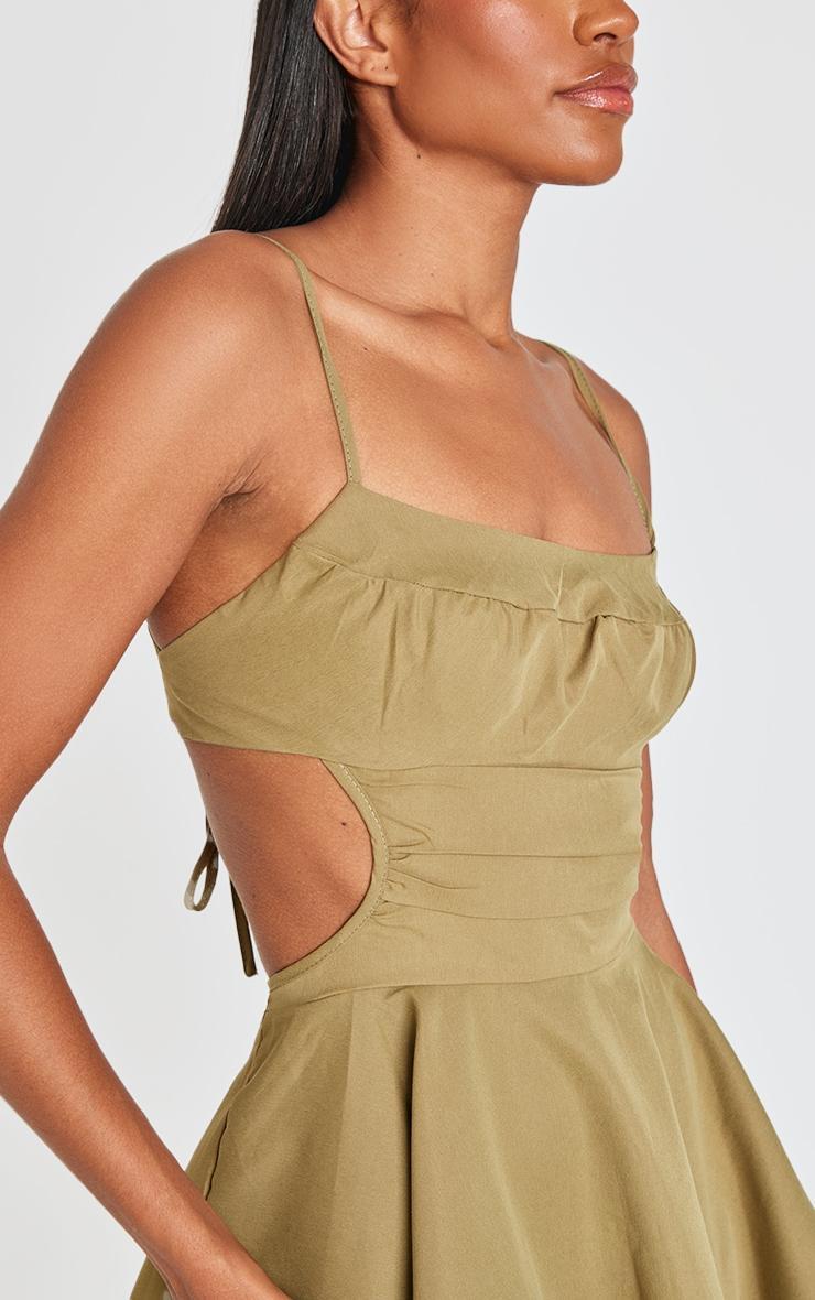 Olive Cut Out Tie Back Shift Dress Product Image