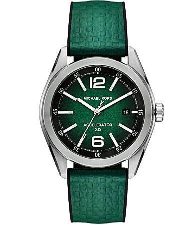 Michael Kors Mens Accelerator 2.0 Three-Hand Date Green Nylon and Silicone Strap Watch Product Image