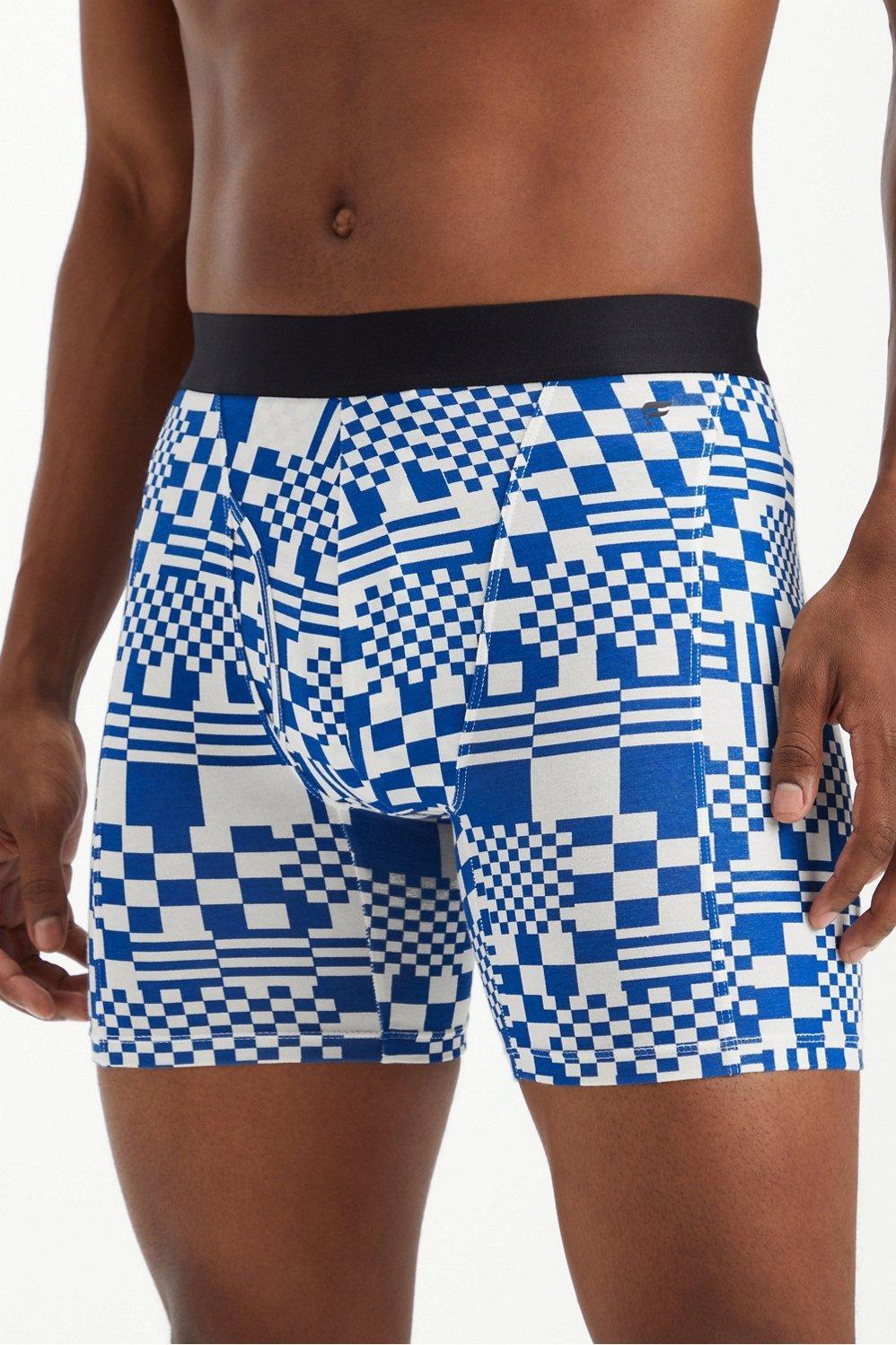 Fabletics Men The 24-7 Boxer Brief male Race Blue Dizzy Check Size XL Product Image