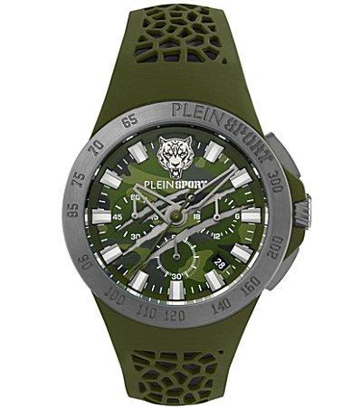 Plein Sport Mens Thunderstorm Chrono Green Silicone Strap Watch 43mm - Green Product Image