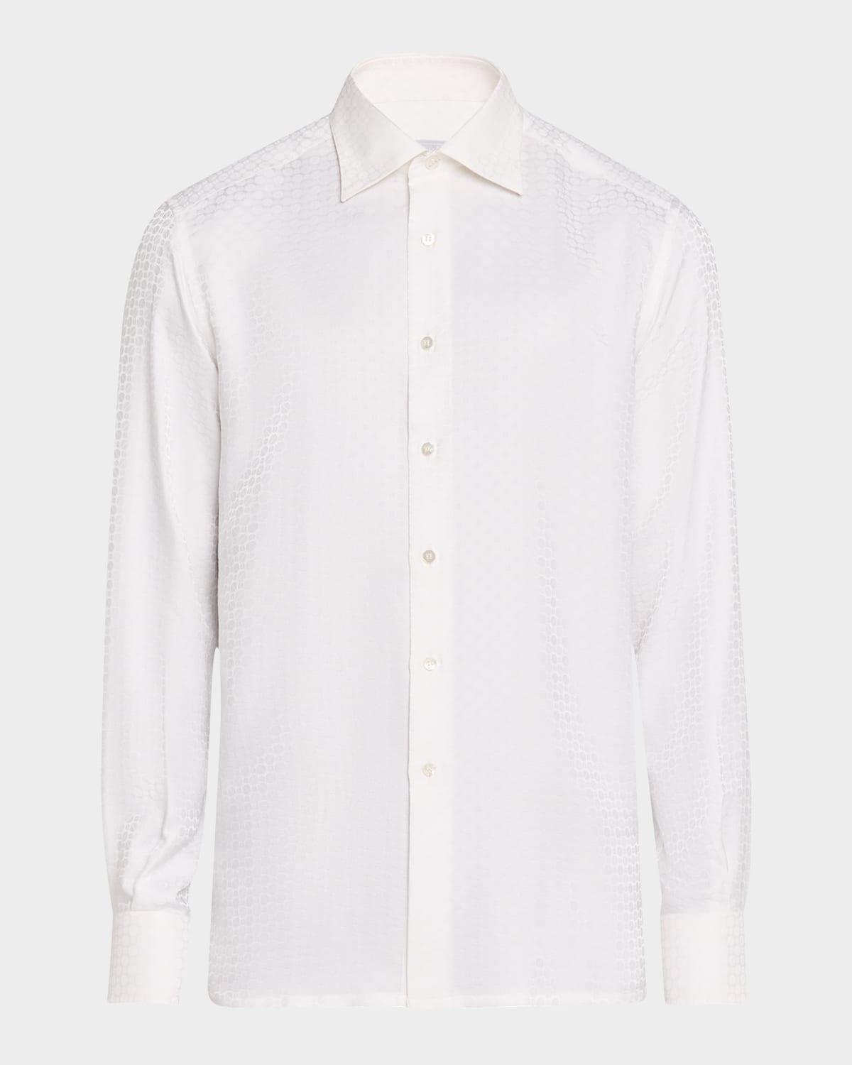 Men's Silk Geometric Jacquard Dress Shirt Product Image