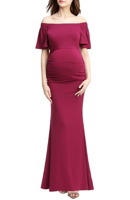 Kimi and Kai Abigail Off the Shoulder Maternity Trumpet Gown Product Image