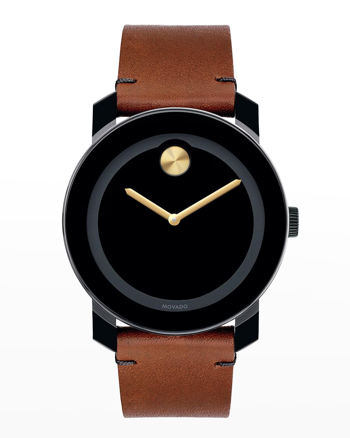 Mens 42mm Large Bold TR90 Watch with Leather Strap Product Image