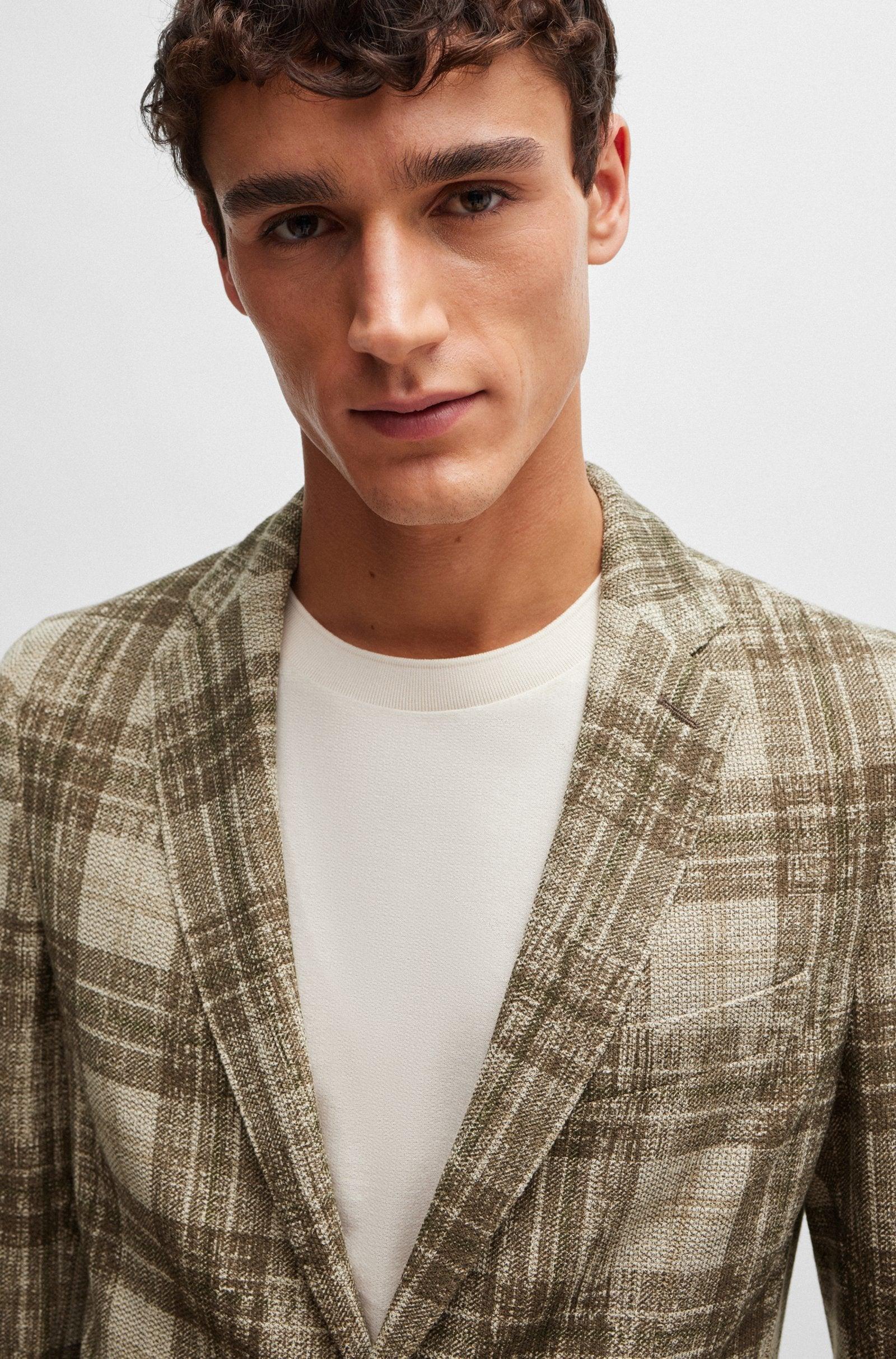 Boss Slim-Fit Jacket in Checked Stretch Jersey Product Image