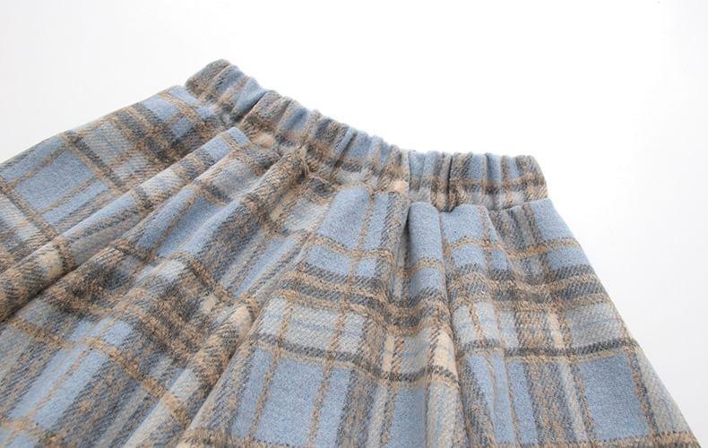 High Waist Plaid Mini A-Line Skirt Product Image