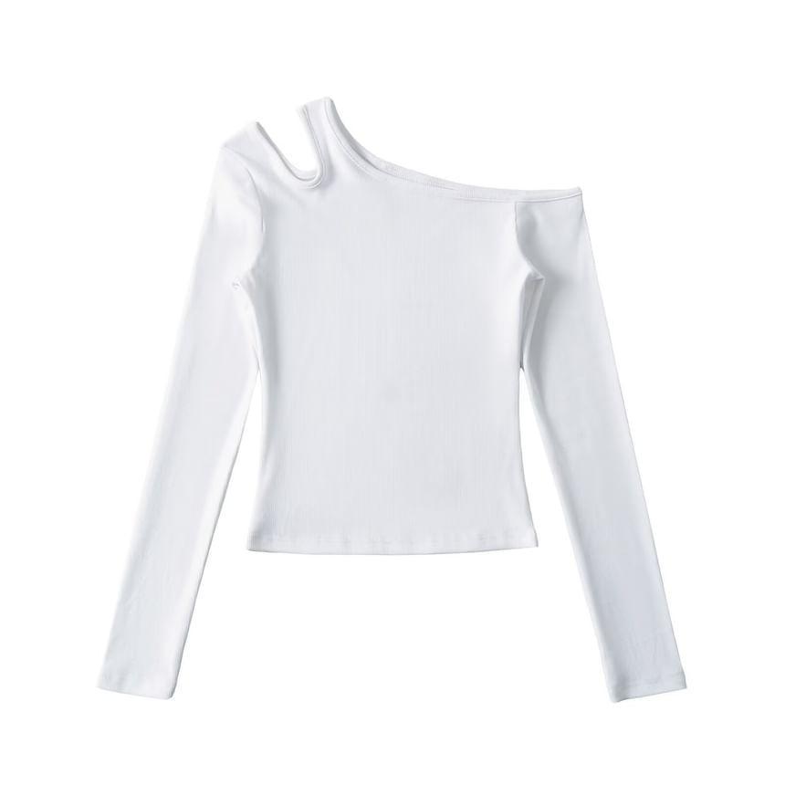 Long-Sleeve Cutout Plain Top Product Image