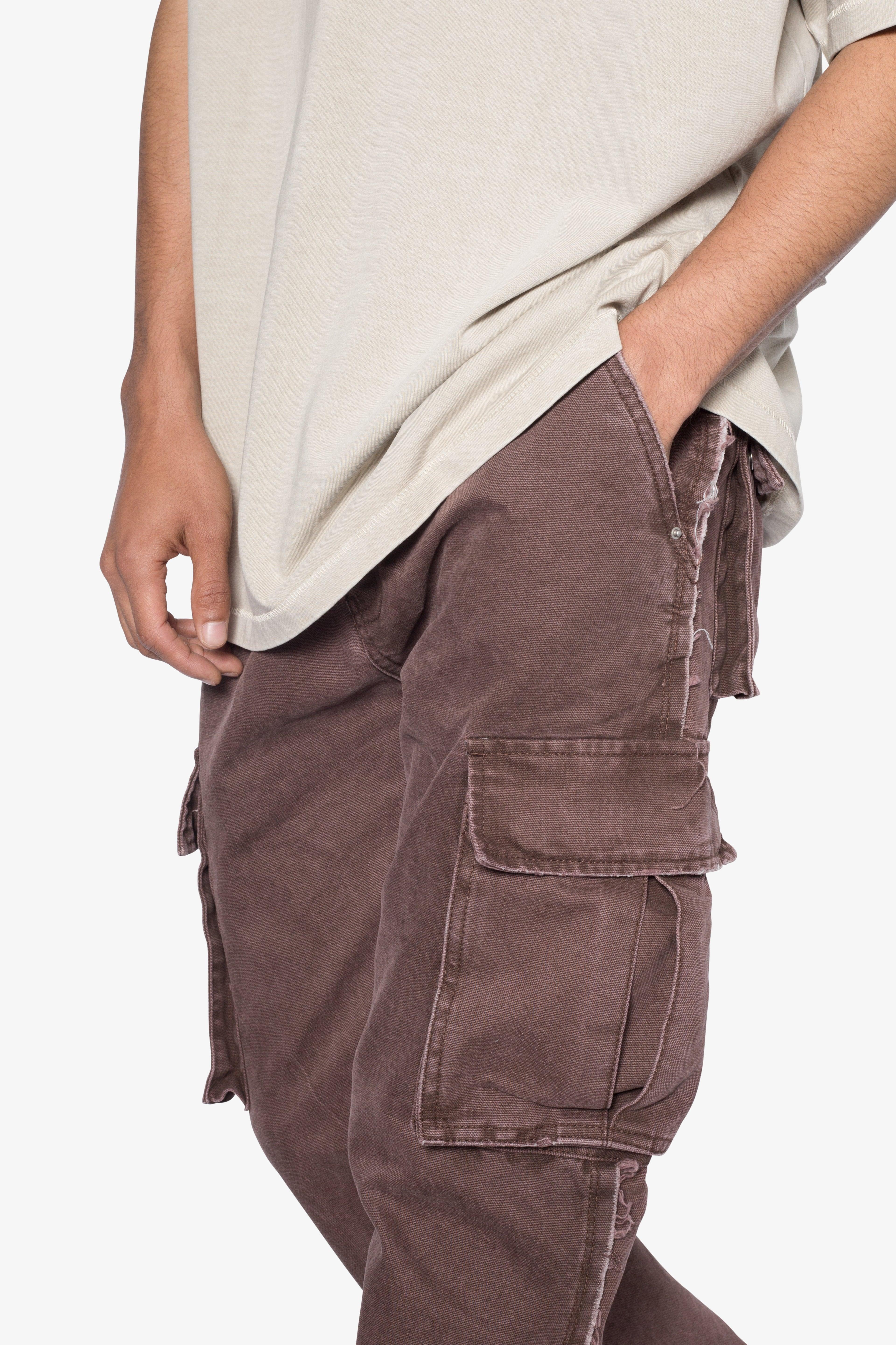 D653 Inside Out Canvas Cargo Pants - Brown Product Image