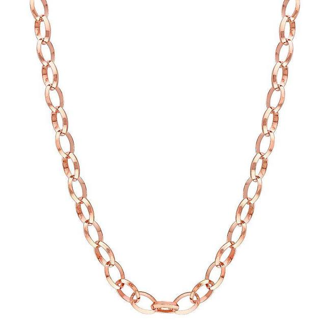 Stella Grace Sterling Silver 8 mm Rolo Chain Necklace, Womens 18k Pink Plated Product Image