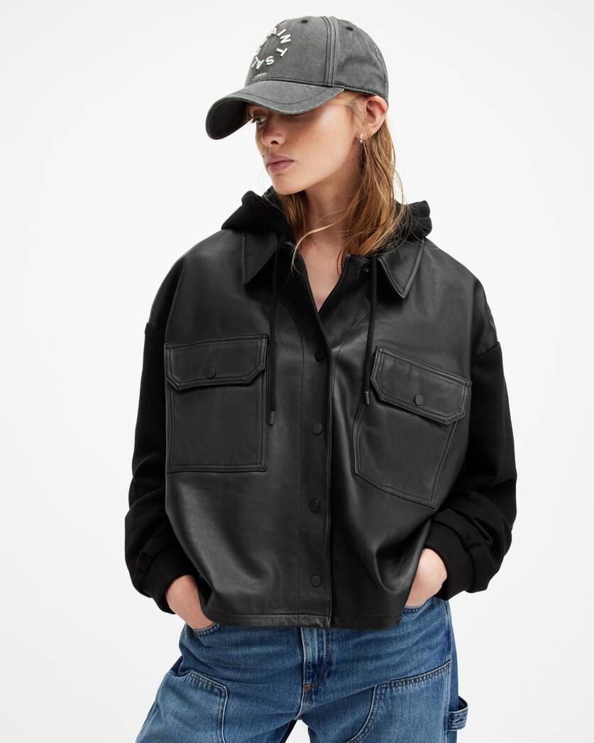 Morten Oversized Leather Trucker Jacket Product Image