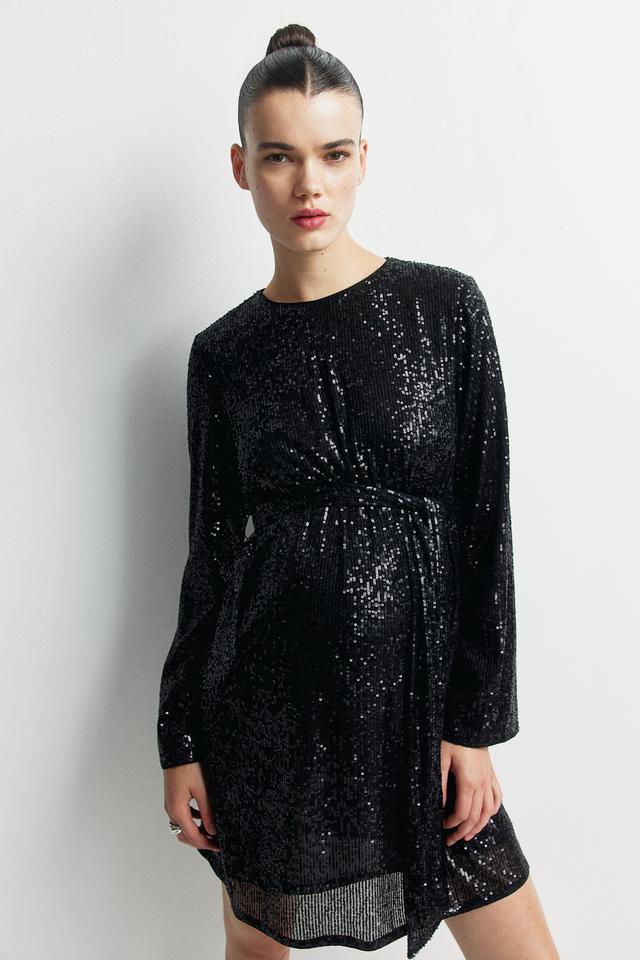 MAMA Sequined Tie-Belt Dress Product Image