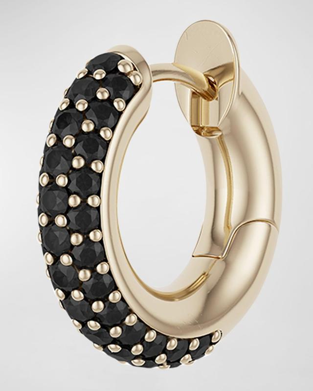 Mens 3-Row Pave Noir Macro Hoop Earring in 18K Yellow Gold and Black Diamonds, Single Product Image