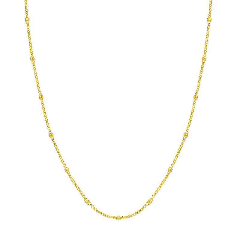 14k Gold Textured Bead Station Necklace, Womens Product Image