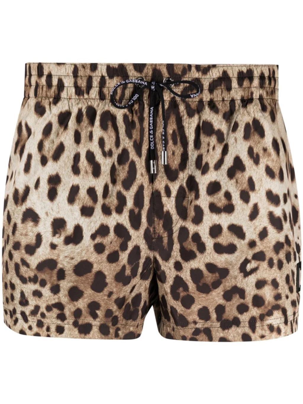 Leopard-print Logo-plaque Swim Shorts Product Image