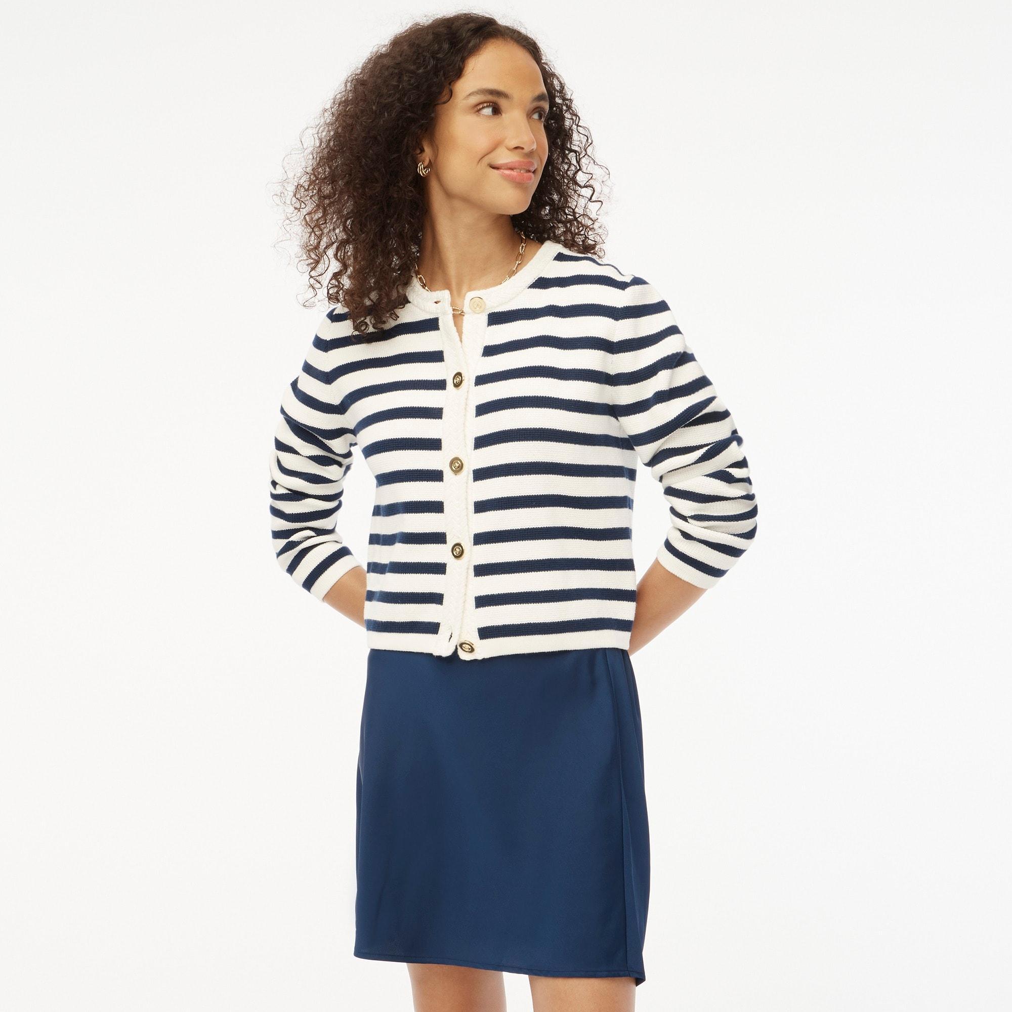 Striped cotton lady jacket cardigan sweater Product Image