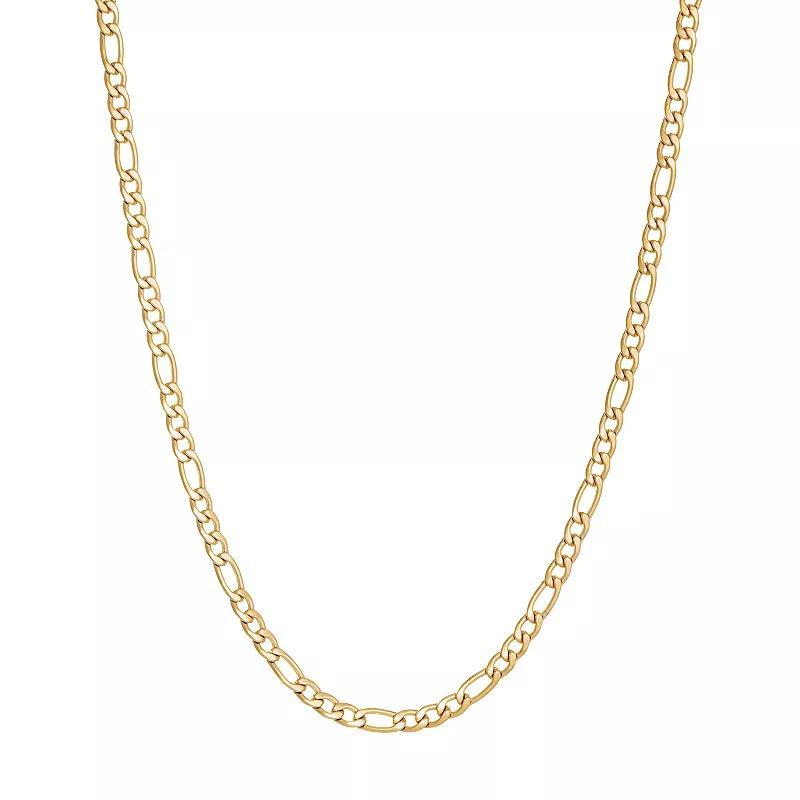 Mens LYNX Stainless Steel 4mm Figaro Chain Necklace Gold Tone Product Image