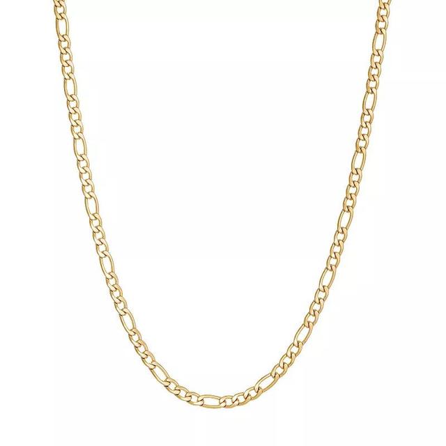 Mens LYNX Stainless Steel 4mm Figaro Chain Necklace Gold Tone Product Image