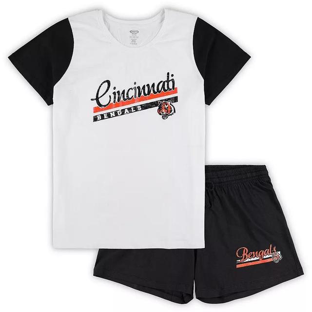 Womens Concepts Sport /Black Cincinnati Bengals Plus Size Downfield T-Shirt & Shorts Sleep Set Product Image