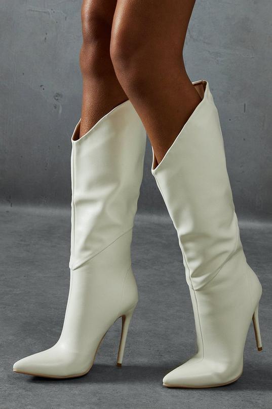 Leather Look Dip Front Stiletto Boots Product Image