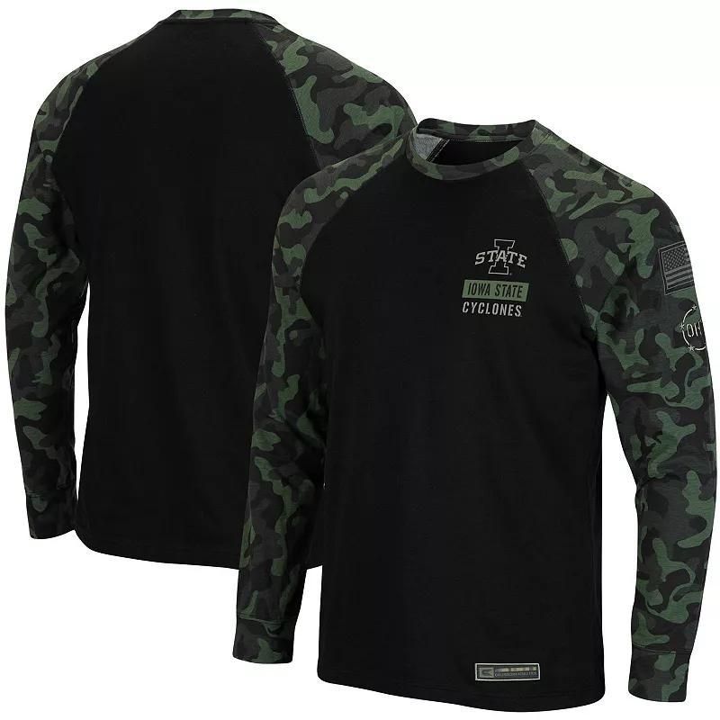 Mens Colosseum Black Iowa State Cyclones OHT Military Appreciation Raglan Camo Long Sleeve T-Shirt Product Image