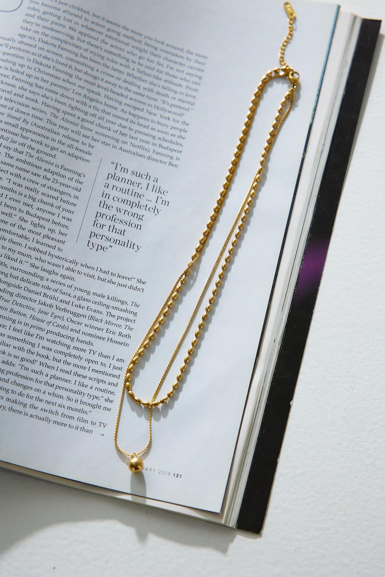 18k Gold Plated Double Lover Chain Necklace Gold Product Image