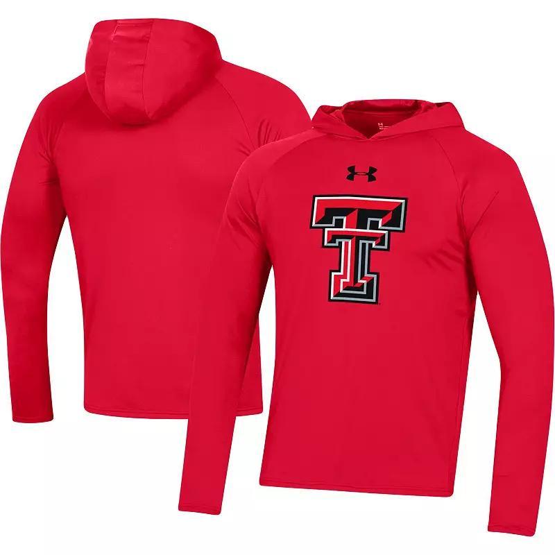 Mens Under Armour  Red Texas Tech Red Raiders School Logo Raglan Long Sleeve Hoodie Performance T-Shirt Product Image